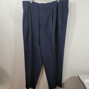 Lycra Plus Navy Blue Pleated Front Dress Pants 42 Slashed Pocket Cuffed Hem soft